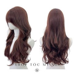 Tóc Giả Mỹ Nhi Xoăn Layer Mái Thưa Hàn Quốc Màu Tóc Nâu Choco x-dk-0101 Da Đầu Dệt Kim