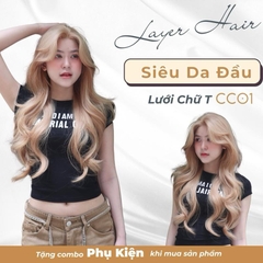 Siêu Da Đầu Tóc Giả CC01 Lưới T Xoăn Layer Mái Bay (dưỡng + lưới + lược + miếng Dán)