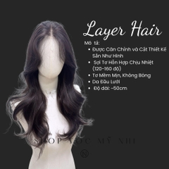 Tóc Giả Siêu Da Đầu Lưới Mái Bay Xoăn Layer SU05 50cm