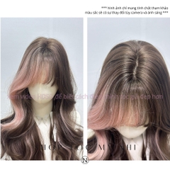 Tóc Giả Dệt Kim Xoăn Layer Mái Thưa Màu Highlight NG16 dài 60cm