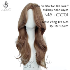 Siêu Da Đầu Tóc Giả CC01 Lưới T Xoăn Layer Mái Bay (dưỡng + lưới + lược + miếng Dán)
