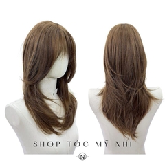 Tóc Giả Mỹ Nhi Hust Cut Mái Thưa Hàn Quốc Màu Tóc Vàng Trà Sữa c-dk-1202 Da Đầu Dệt Kim