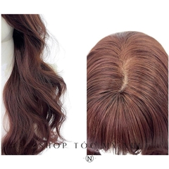 Tóc Giả Mỹ Nhi Xoăn Layer Mái Thưa Hàn Quốc Màu Tóc Nâu Choco x-dk-0101 Da Đầu Dệt Kim
