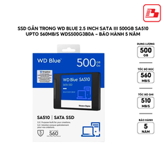 SSD gắn trong WD Blue 2.5 inch SATA III 500GB SA510 upto 560MB/s WDS500G3B0A - Bảo Hành 5 năm