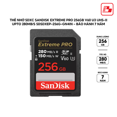 Thẻ nhớ SDXC SanDisk Extreme Pro 256GB V60 U3 UHS-II upto 280MB/s SDSDXEP-256G-GN4IN - Bảo hành 7 năm