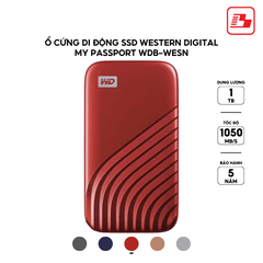 Ổ cứng di động SSD Western Digital My Passport 1TB 1050MB/s Đỏ WDBAGF0010BRD-WESN - Bảo hành 5 năm