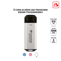 Ổ cứng di động SSD Transcend ESD300 512GB 1050MB/s Bạc TS512GESD300S - Bảo hành 5 năm