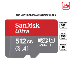 Thẻ nhớ MicroSDXC SanDisk Ultra 512GB A1 C10 U1 UHS-I 150MB/s SDSQUAC-512G-GN6MN - Bảo hành 7 năm
