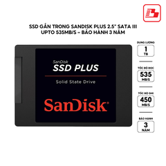 SSD gắn trong SanDisk Plus 1TB 2.5" SATA III upto 535MB/s SDSSDA-1T00-G27 - Bảo hành 3 năm
