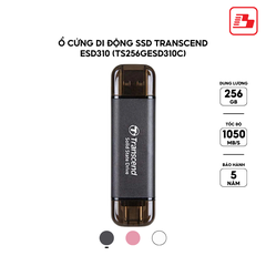 Ổ cứng di động SSD Transcend ESD310 256GB 1050MB/s Đen TS256GESD310C - Bảo hành 5 năm