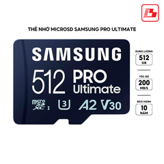 Thẻ nhớ microSD Samsung PRO Ultimate UHS-I 512GB kèm đầu đọc 3.0 upto 200MB/s MB-MY512SB/WW - Bảo hành 10 năm