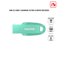 USB 3.2 Gen 1 Sandisk Ultra Curve SDCZ550 32GB 100MB/s SDCZ550-032G-G46G màu xanh mint - Bảo hành 5 năm