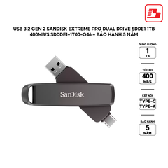 USB 3.2 Gen 2 SanDisk Extreme Pro Dual Drive SDDE1 1TB 400MB/s SDDDE1-1T00-G46 - Bảo hành 5 năm