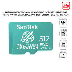 Thẻ nhớ MicroSD SanDisk Nintendo Licensed UHS-I 512GB upto 100MB/s Zelda SDSQXAO-512G-GN3ZN - Bảo hành 7 năm