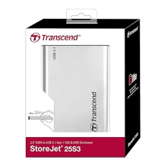 Hộp đựng / Box ổ cứng 2.5" Transcend TS0GSJ25S3 (bạc) - Bảo hành 2 năm