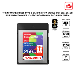 Thẻ nhớ CFexpress Type B SanDisk FIFA World Cup 2026 256GB PCIe upto 1700MB/s SDCFE-256G-GF4NN - Bảo hành 7 năm