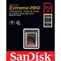 Thẻ nhớ CFexpress Type B SanDisk Extreme Pro 512GB up to 1700MB/s SDCFE-512G-GN4NN - Bảo hành trọn đời