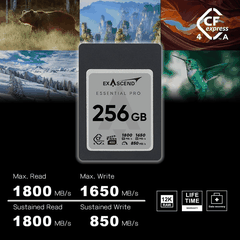 Thẻ Nhớ CFexpress Type A Exascend Essential Pro 256GB PCIe 4.0 upto 1800MB/s EXPC4EA256GB - Bảo hành 5 năm