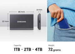 Ổ cứng di động SSD Samsung T7 Portable 500GB 1050MB/s Xám Titan MU-PC500T/WW - Bảo hành 3 năm