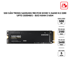 SSD gắn trong Samsung 980 500GB PCIe NVMe V-NAND M.2 2280 upto 3100MB/s MZ-V8V500BW - Bảo hành 5 năm