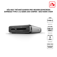 Đầu đọc thẻ nhớ SanDisk PRO-READER SD/microSD Expresss Type-C 3.2 SDDR-A451-GNPNN - Bảo hành 3 năm