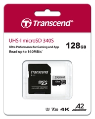 Thẻ nhớ MicroSDXC Transcend USD340S 128GB UHS-I U3 A2 upto 160MB/s TS128GUSD340S (kèm adaptor) - Bảo hành 5 năm