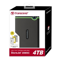 Ổ cứng di động HDD Transcend StoreJet Slim 25M3C 2.5" Type C 4TB TS4TSJ25M3C - Bảo hành 3 năm