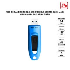 USB 3.0 SanDisk SDCZ48 64GB 130MB/s SDCZ48-064G-U46B màu xanh - Bảo hành 5 năm