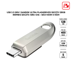 USB 3.2 Gen 1 SanDisk Ultra Flashdrives SDCZ75 128GB  400MB/s SDCZ75-128G-G46 - Bảo hành 5 năm