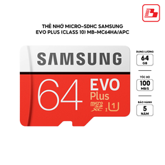 Thẻ nhớ microSD Samsung 64Gb EVO Plus 100MB/s MB-MC64HA/APC (quà tặng)