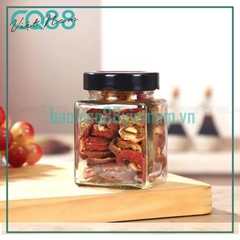 Hũ thủy tinh Vuông nắp cao 200ml
