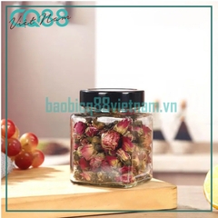 Hũ thủy tinh Vuông nắp cao 280ml