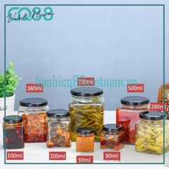 Hũ thủy tinh Vuông nắp cao 730ml