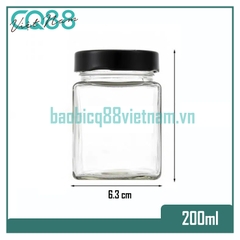 Hũ thủy tinh Vuông nắp cao 200ml