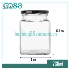 Hũ thủy tinh vuông 730ml