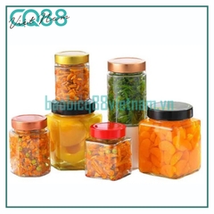 Hũ thủy tinh lục giác nắp cao 500ml