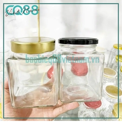 Hũ thủy tinh Vuông nắp cao 500ml