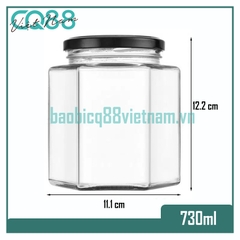 Hũ thủy tinh lục giác 730ml