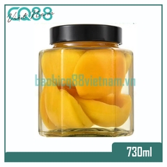 Hũ thủy tinh lục giác nắp cao 730ml