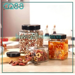 Hũ thủy tinh Vuông nắp cao 200ml