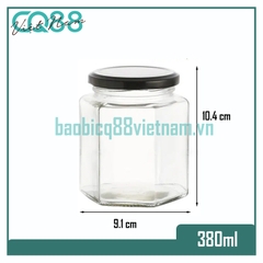 Hũ thủy tinh lục giác 380ml