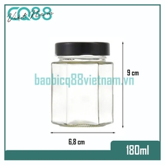 Hũ thủy tinh lục giác nắp cao 180ml