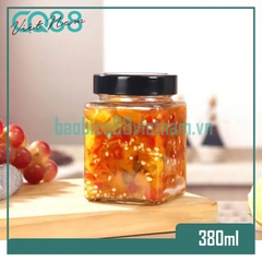 Hũ thủy tinh Vuông nắp cao 380ml