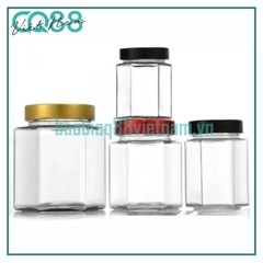 Hũ thủy tinh lục giác nắp cao 280ml
