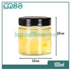 Hũ thủy tinh tròn nắp cao 100ml