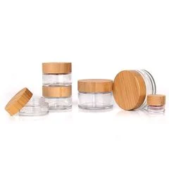 Hũ đựng mỹ phẩm trong suốt thân thiện với môi trường nắp tre 30gr, 50gr
