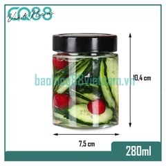 Hũ thủy tinh tròn nắp cao 280ml