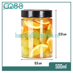 Hũ thủy tinh tròn nắp cao 500ml