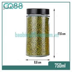Hũ thủy tinh tròn nắp cao 750ml