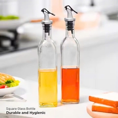 Chai Thủy Tinh Đựng Dầu Ăn, Nước Mắm, Xì Dầu 200ml 300ml 500ml, Có Vạch Chia, Vòi Rót, Chất Liệu Thủy Tinh Borosilicate